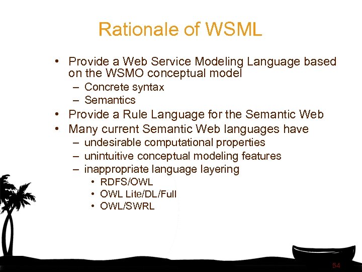 Rationale of WSML • Provide a Web Service Modeling Language based on the WSMO