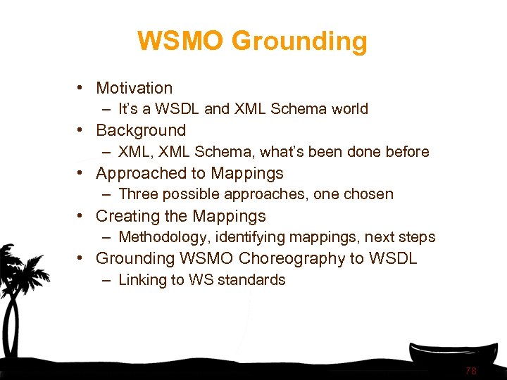WSMO Grounding • Motivation – It’s a WSDL and XML Schema world • Background