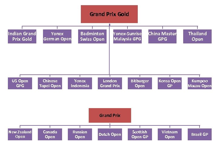 Grand Prix Gold Indian Grand Prix Gold US Open GPG Yonex German Open Chinese