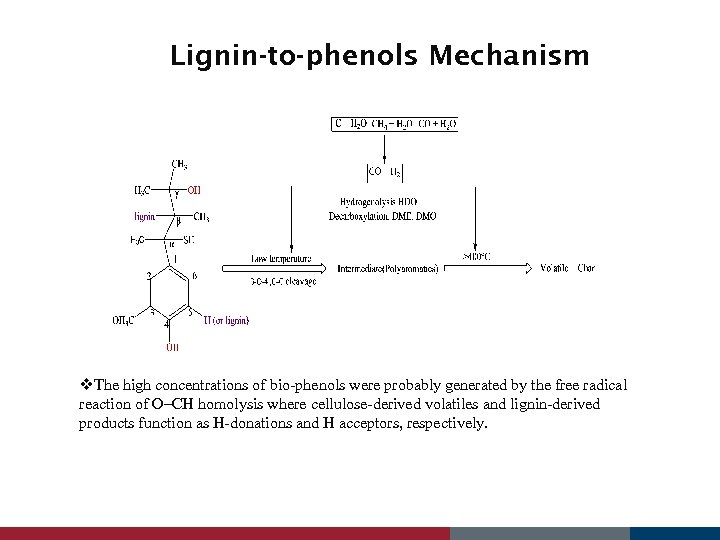 Lignin-to-phenols Mechanism v. The high concentrations of bio-phenols were probably generated by the free