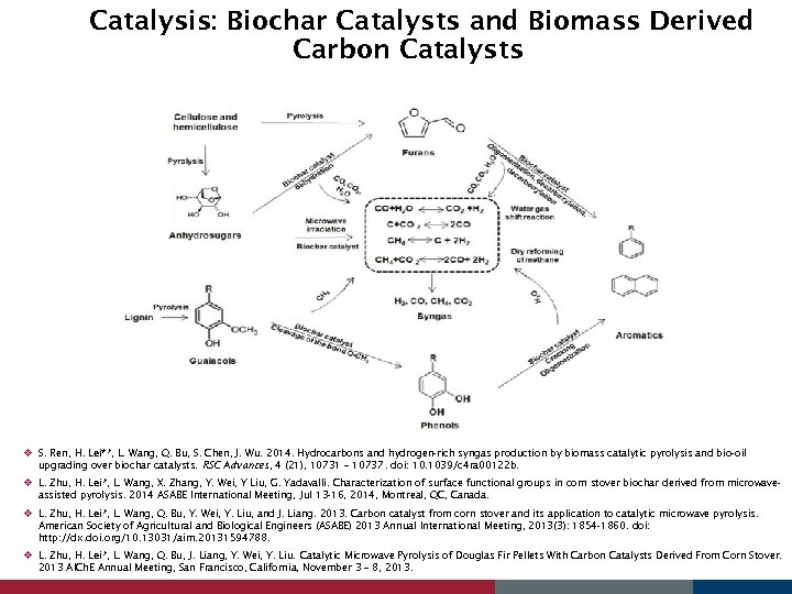 Catalysis: Biochar Catalysts and Biomass Derived Carbon Catalysts v S. Ren, H. Lei**, L.