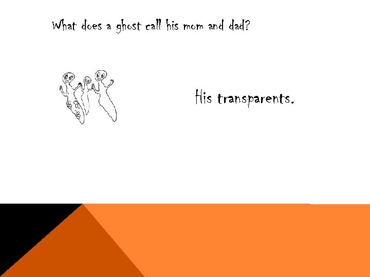 What does a ghost call his mom and dad? His transparents. 
