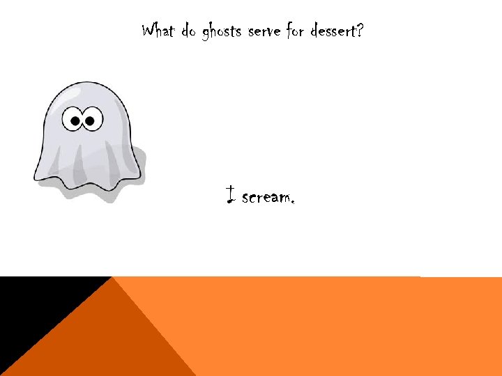 What do ghosts serve for dessert? I scream. 