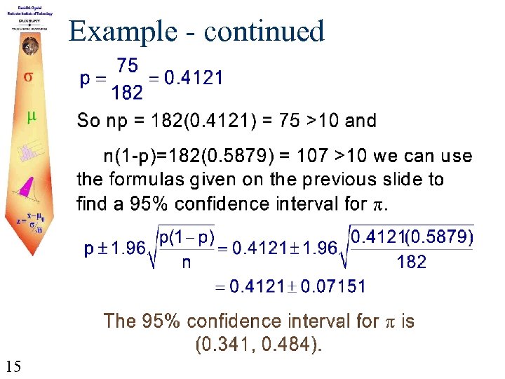 Example - continued 15 