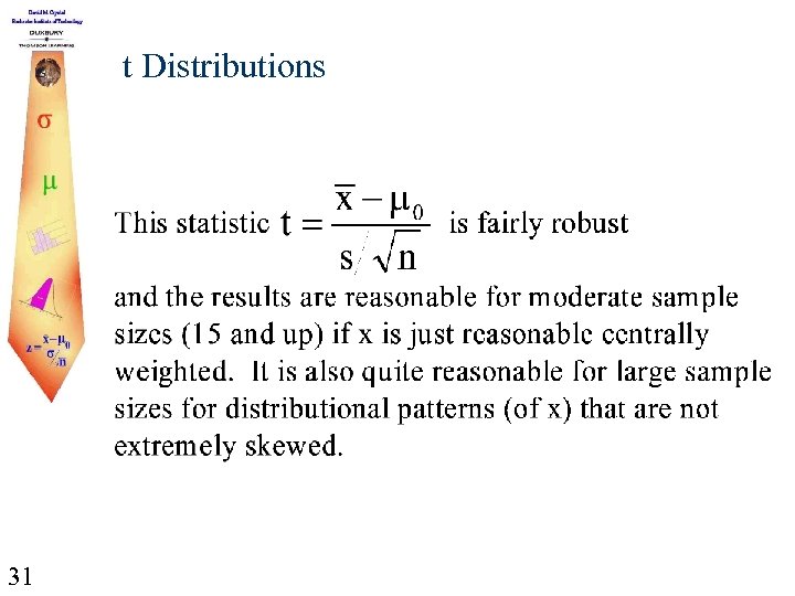 t Distributions 31 
