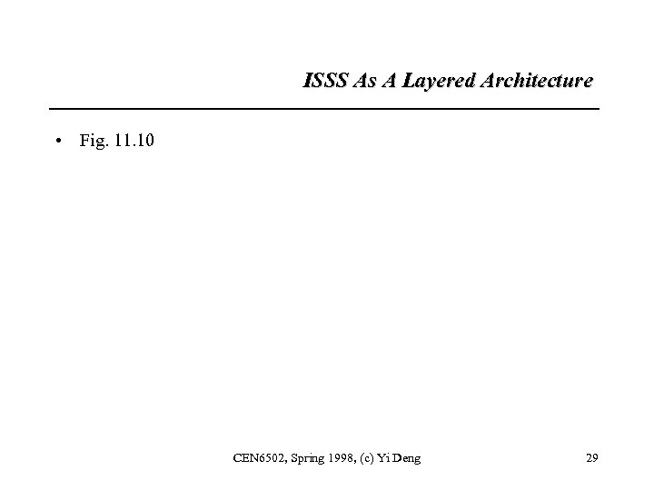 ISSS As A Layered Architecture • Fig. 11. 10 CEN 6502, Spring 1998, (c)