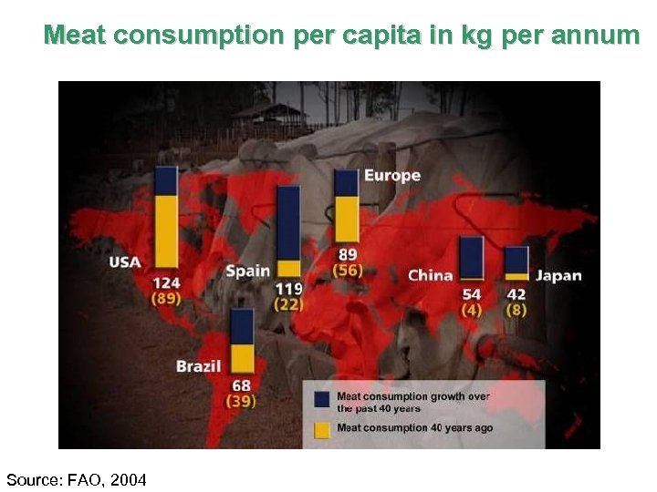 Meat consumption per capita in kg per annum Source: FAO, 2004 16 