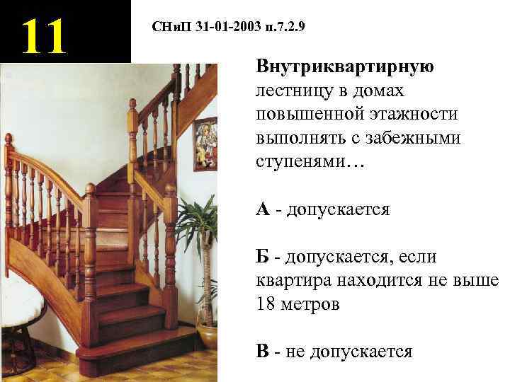 11 СНи. П 31 -01 -2003 п. 7. 2. 9 Внутриквартирную лестницу в домах