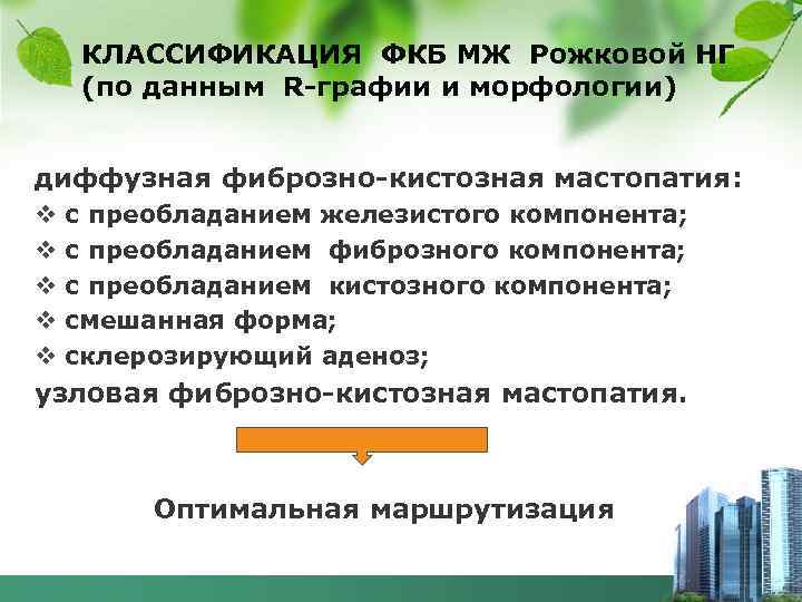 КЛАССИФИКАЦИЯ ФКБ МЖ Рожковой НГ (по данным R-графии и морфологии) диффузная фиброзно-кистозная мастопатия: v