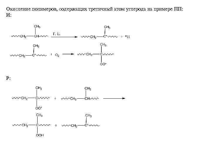 Окисление полимеров, содержащих третичный атом углерода на примере ПП: И: Р: 