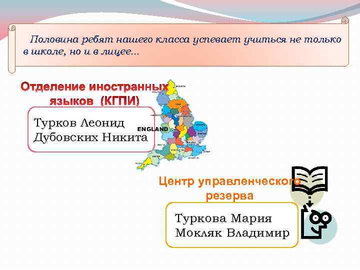 Половина ребят нашего класса успевает учиться не только в школе, но и в лицее.