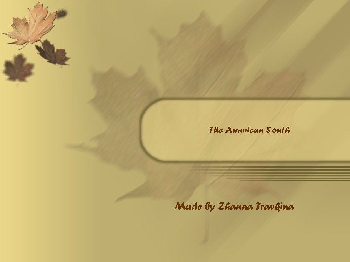 The American South Made by Zhanna Travkina 