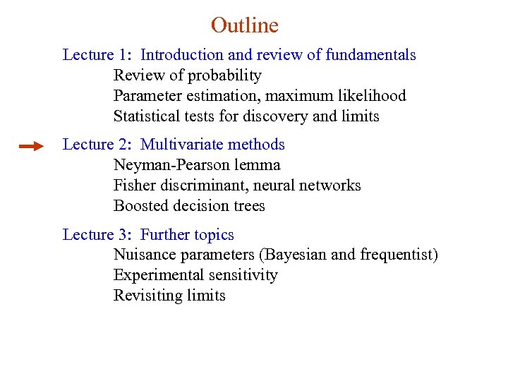 Outline Lecture 1: Introduction and review of fundamentals Review of probability Parameter estimation, maximum