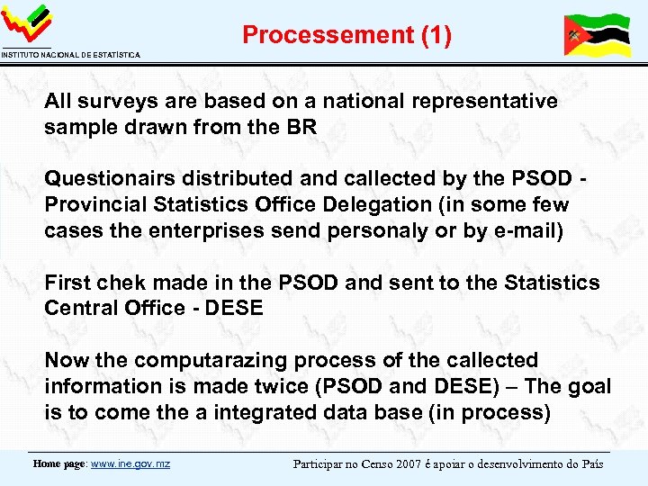 Processement (1) INSTITUTO NACIONAL DE ESTATÍSTICA All surveys are based on a national representative