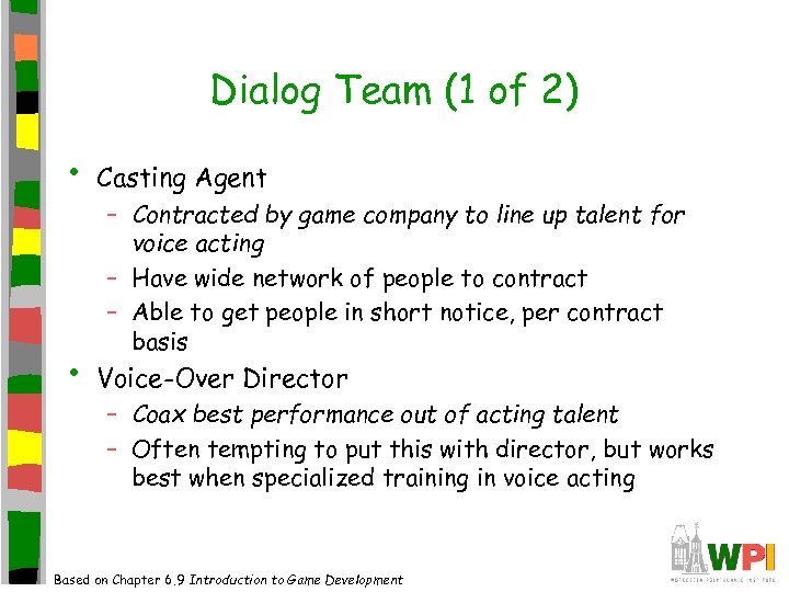 Dialog Team (1 of 2) • Casting Agent • Voice-Over Director – Contracted by