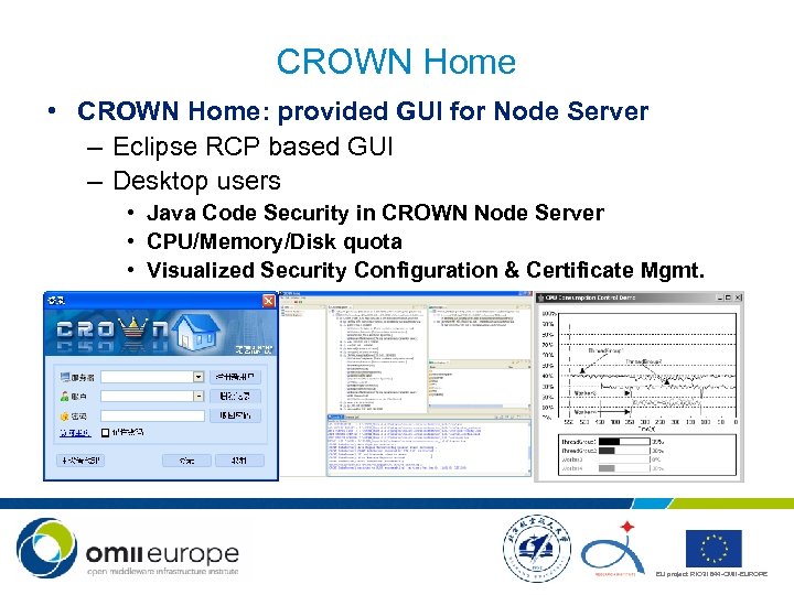 CROWN Home • CROWN Home: provided GUI for Node Server – Eclipse RCP based