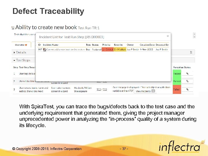 Defect Traceability With Spira. Test, you can trace the bugs/defects back to the test