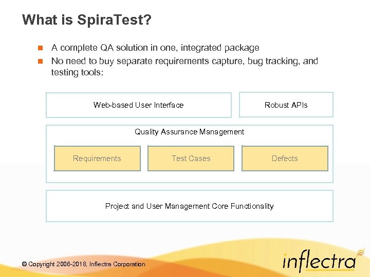 What is Spira. Test? A complete QA solution in one, integrated package n No