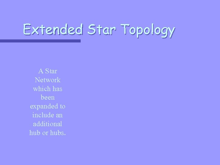 Extended Star Topology A Star Network which has been expanded to include an additional