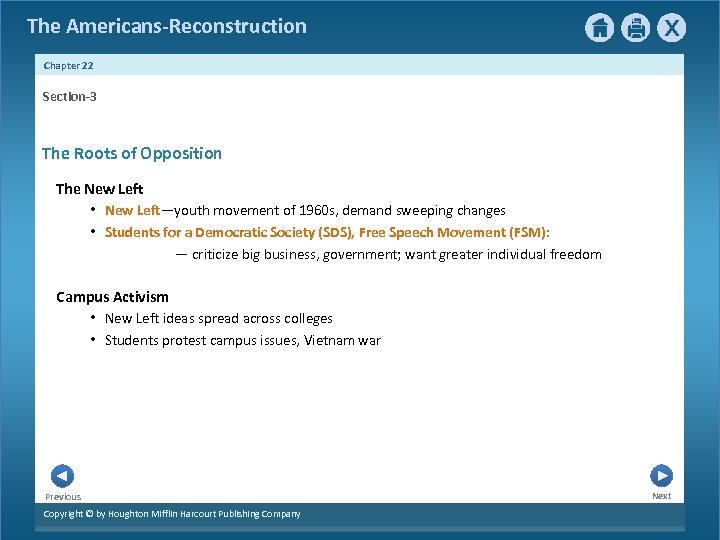 The Americans-Reconstruction Chapter 22 Section-3 The Roots of Opposition The New Left • New