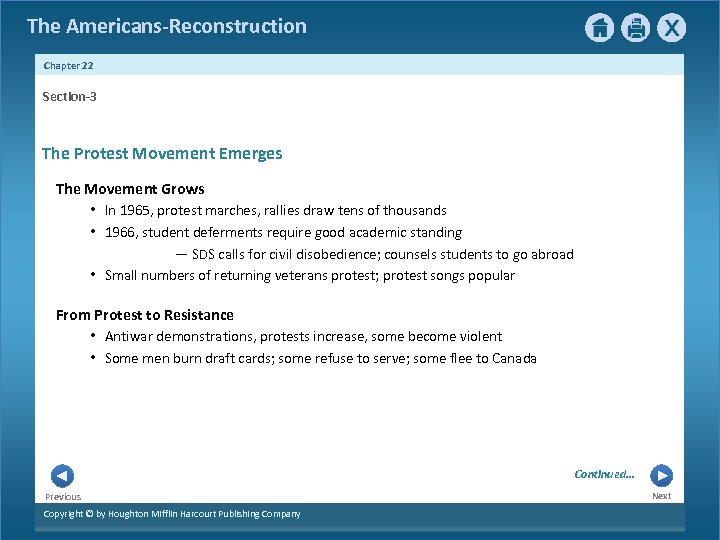 The Americans-Reconstruction Chapter 22 Section-3 The Protest Movement Emerges The Movement Grows • In