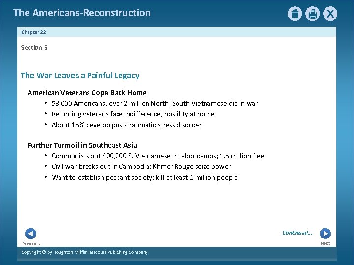 The Americans-Reconstruction Chapter 22 Section-5 The War Leaves a Painful Legacy American Veterans Cope