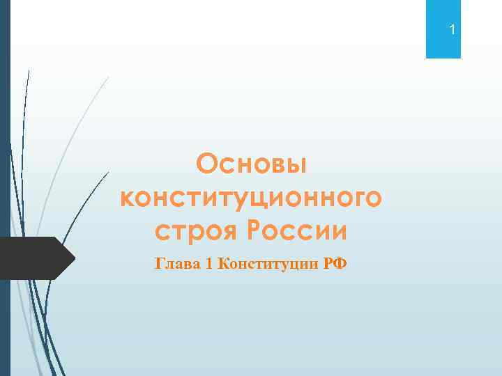 1 Основы конституционного строя России Глава 1 Конституции РФ 