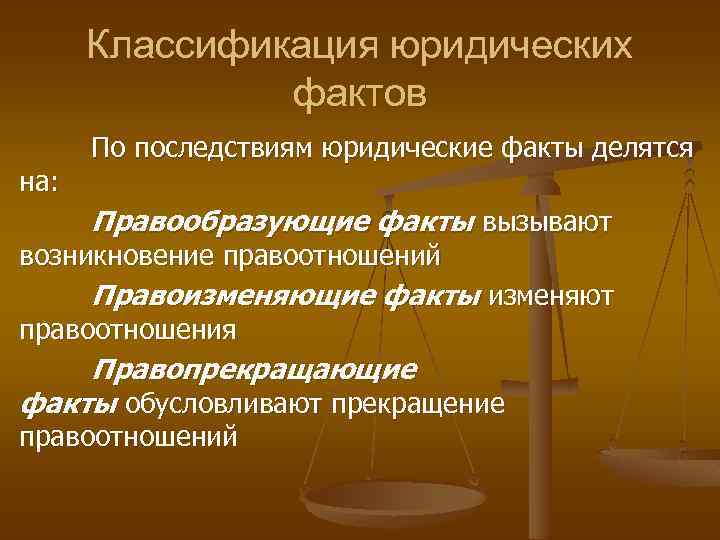 Классификация юридических фактов