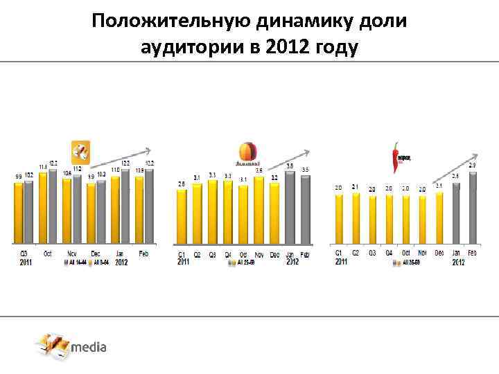 Положительную динамику доли аудитории в 2012 году 
