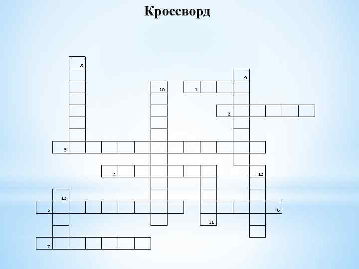 Кроссворд 8 9 10 1 3 2 4 5 12 7 11 13 6