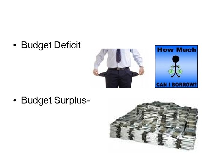  • Budget Deficit • Budget Surplus- 