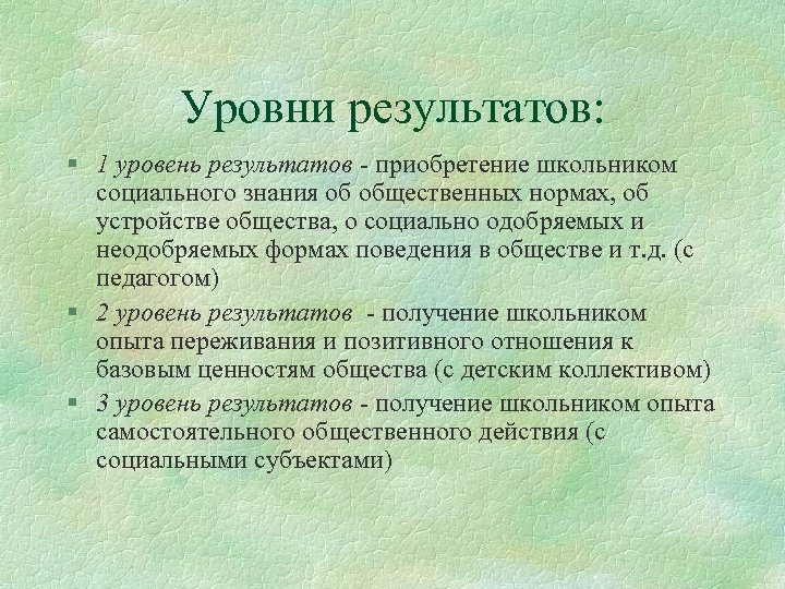 Уровни результатов