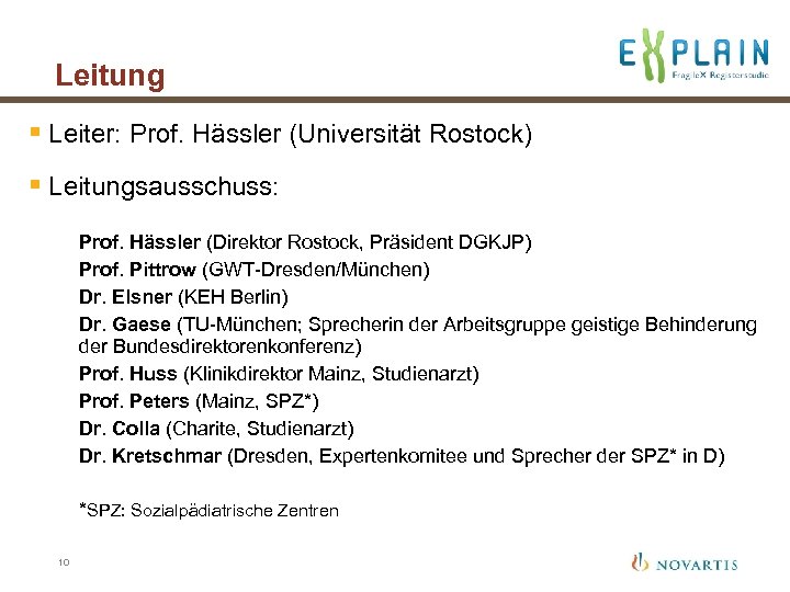 Leitung § Leiter: Prof. Hässler (Universität Rostock) § Leitungsausschuss: Prof. Hässler (Direktor Rostock, Präsident