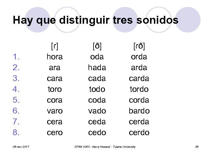 Hay que distinguir tres sonidos 1. 2. 3. 4. 5. 6. 7. 8. 08