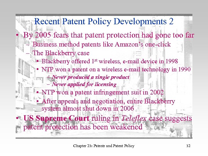Recent Patent Policy Developments 2 • By 2005 fears that patent protection had gone