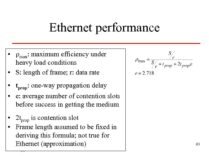 Ethernet performance • max: maximum efficiency under heavy load conditions • S: length of