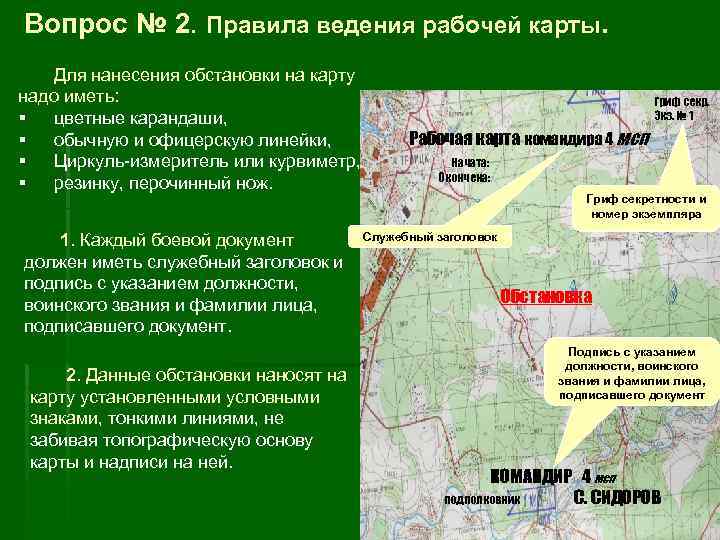 Карта должен. Правила ведения рабочей карты. Порядок нанесения обстановки на рабочую карту. Правила ведения рабочей карты командира. Порядок нанесения обстановки на рабочую карту командира.