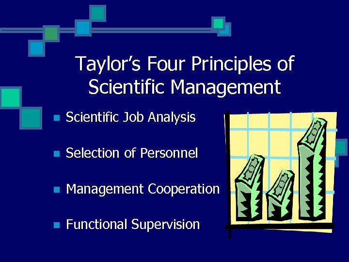 Taylor’s Four Principles of Scientific Management n Scientific Job Analysis n Selection of Personnel