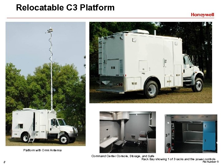 Relocatable C 3 Platform with Omni Antenna 8 Command Center Console, Storage, and Safe