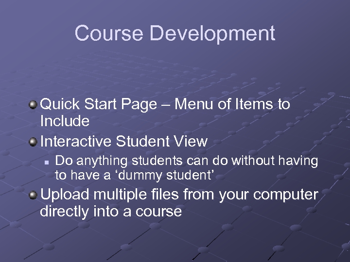 Course Development Quick Start Page – Menu of Items to Include Interactive Student View