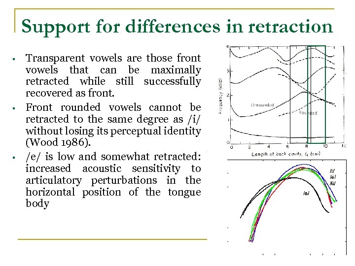 Support for differences in retraction § § § Transparent vowels are those front vowels