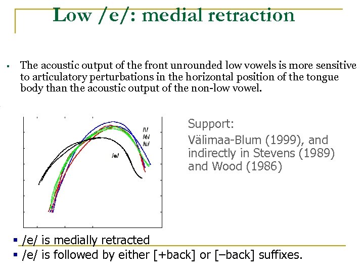 Low /e/: medial retraction § The acoustic output of the front unrounded low vowels