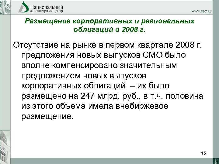 Размещение корпоративных и региональных облигаций в 2008 г. Отсутствие на рынке в первом квартале