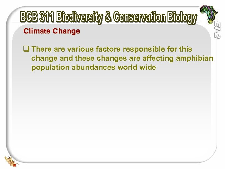 Climate Change q There are various factors responsible for this change and these changes