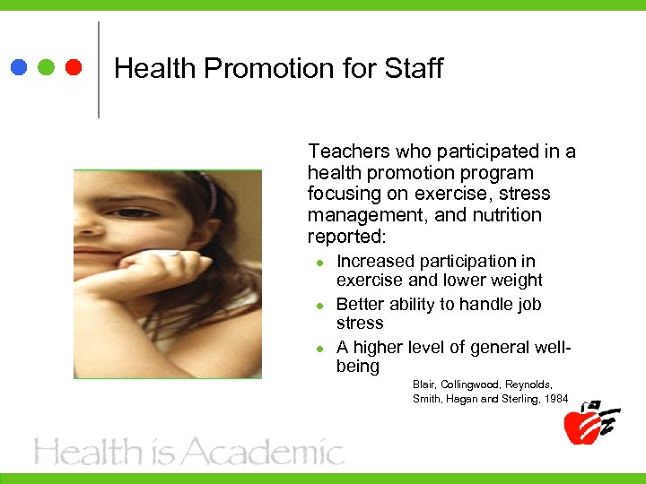 Health Promotion for Staff Teachers who participated in a health promotion program focusing on