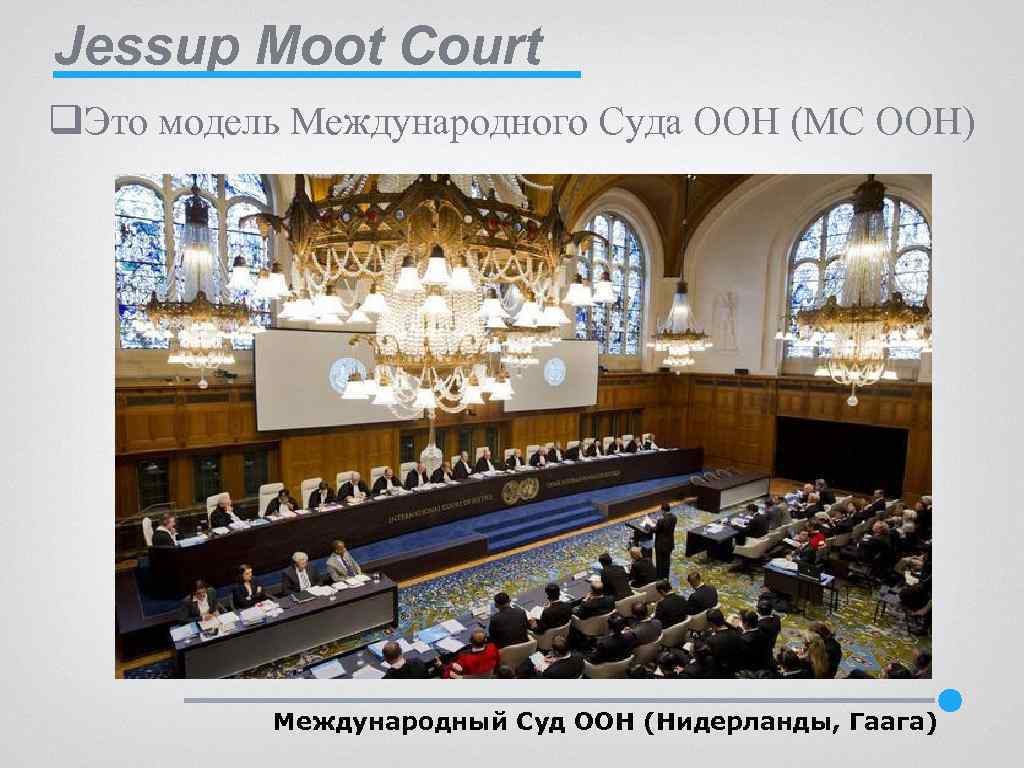 Jessup Moot Court q. Это модель Международного Суда ООН (МС ООН) Международный Суд ООН