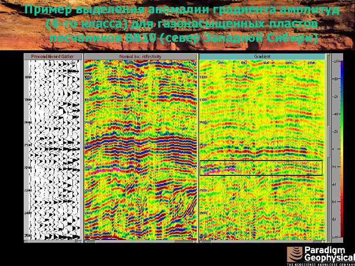 Пример выделения аномалии градиента амплитуд (4 -го класса) для газонасыщенных пластов песчаников БВ 10