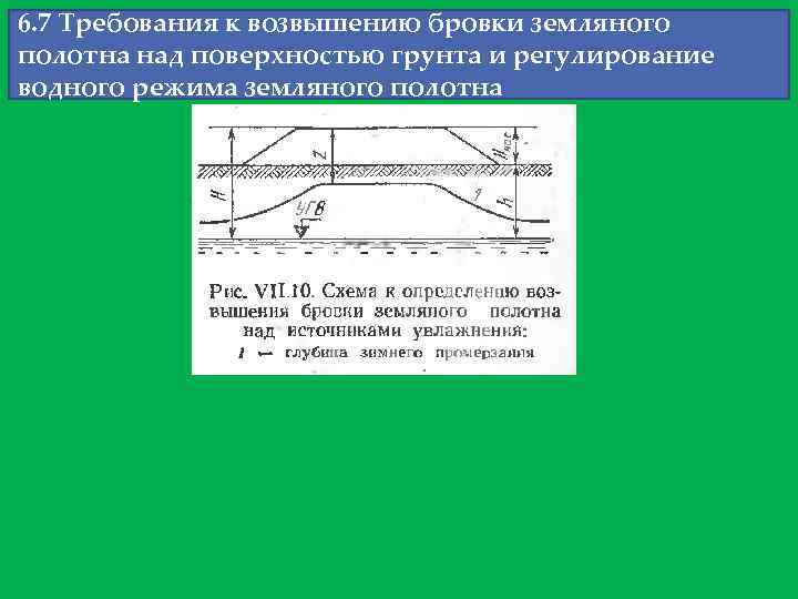 6. 7 Требования к возвышению бровки земляного полотна над поверхностью грунта и регулирование водного