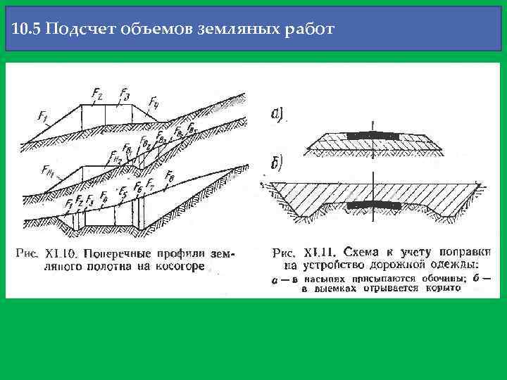 10. 5 Подсчет объемов земляных работ 