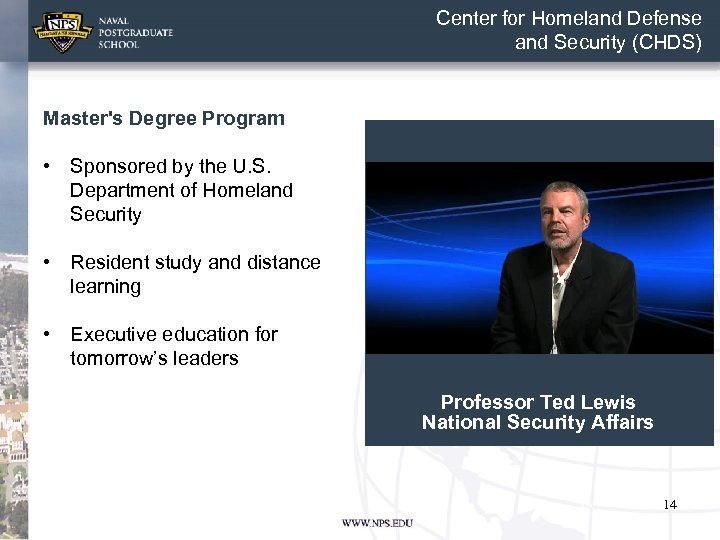 Center for Homeland Defense and Security (CHDS) Master's Degree Program • Sponsored by the